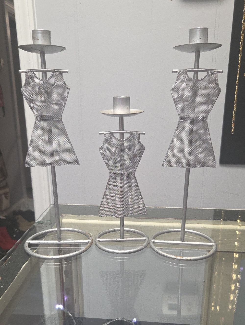 Silver Dress Form Candle Holder Set - 3-Piece